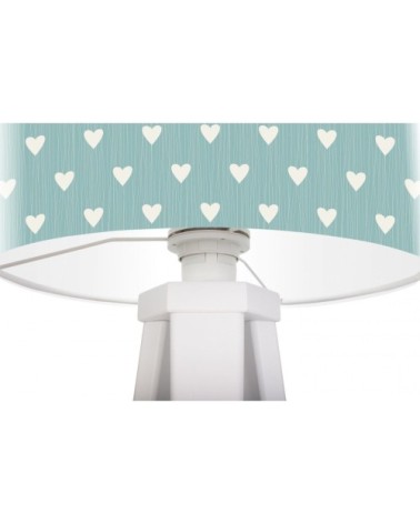 Lampe de chevet enfant trépied blanc abat jour bleu