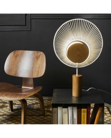 Lampe à poser métal blanc et coton H65cm