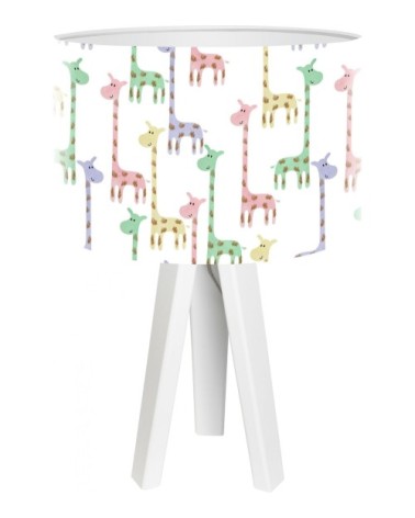 Lampe de chevet enfant trépied abat jour blanc et multicolore