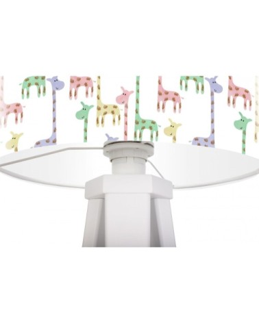 Lampe de chevet enfant trépied abat jour blanc et multicolore