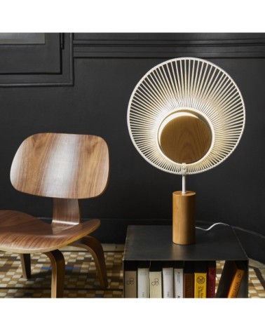 Lampe à poser métal blanc et coton H65cm