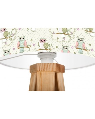 Lampe de chevet enfant trépied bois clair abat jour beige