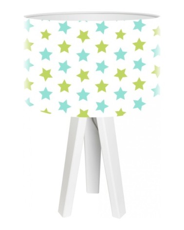 Lampe de chevet enfant trépied blanc abat jour multicolore