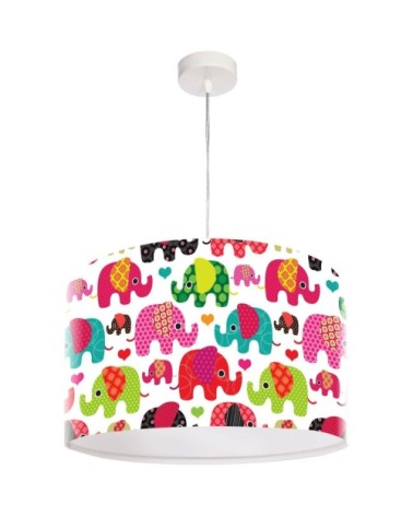 Suspension enfant abat-jour tissu multicolore et blanc ø 30