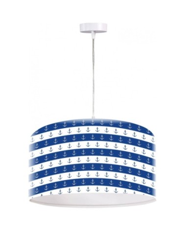 Suspension enfant abat-jour tissu bleu et blanc ø 50