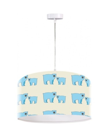 Suspension enfant abat-jour tissu bleu et blanc et beige ø 40