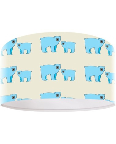 Suspension enfant abat-jour tissu bleu et blanc et beige ø 50