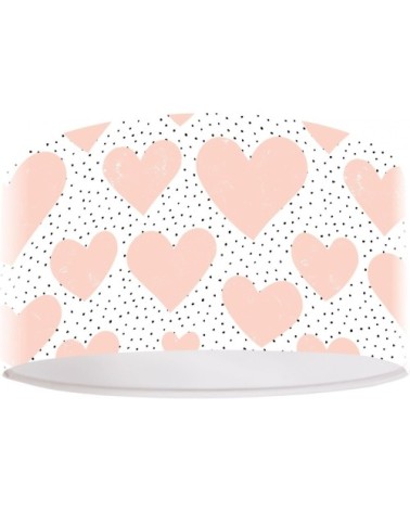 Suspension enfant abat-jour tissu rose et blanc ø 30