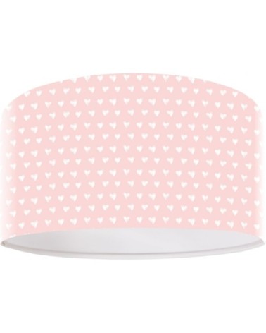 Suspension enfant abat-jour tissu rose et blanc ø 30