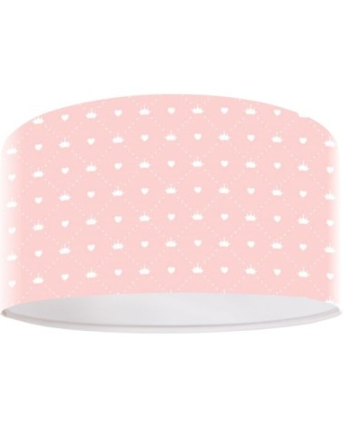 Suspension enfant abat-jour tissu rose et blanc ø 50
