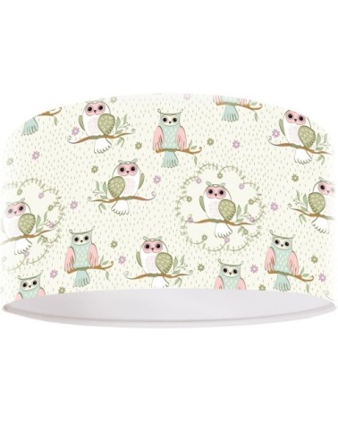 Suspension enfant abat-jour tissu beige et blanc ø 50