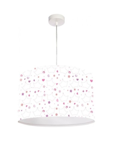 Suspension enfant abat-jour tissu multicolore et blanc ø 40
