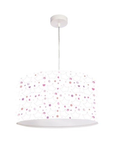 Suspension enfant abat-jour tissu multicolore et blanc ø 40