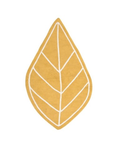 Tapis feuille moutarde en Coton Moutarde