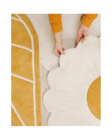 Tapis feuille moutarde en Coton Moutarde