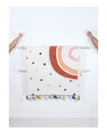Tapis à pois en Coton Multicolore