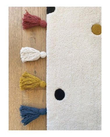 Tapis à pois en Coton Multicolore