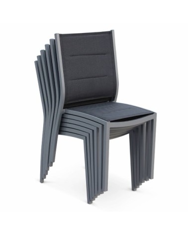 Lot de 2 chaises en aluminium gris et textilène gris
