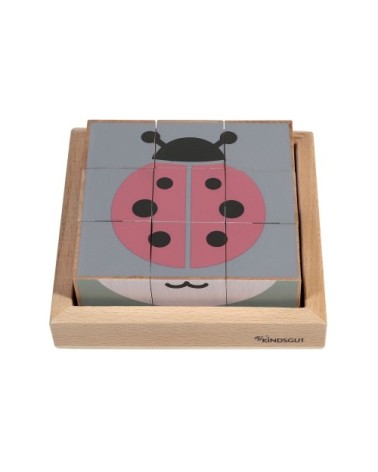 Puzzle cube animaux en bois