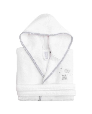 Peignoir enfant en coton peigné zéro twist  blanc 02 ans