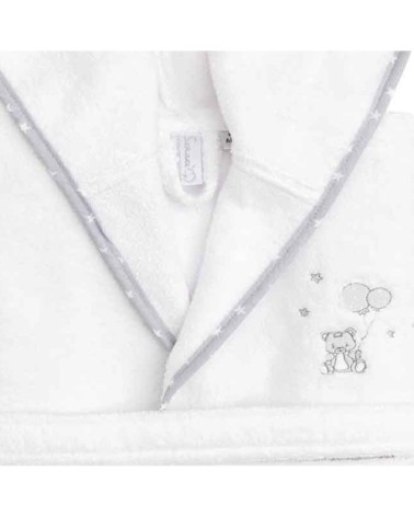 Peignoir enfant en coton peigné zéro twist  blanc 02 ans