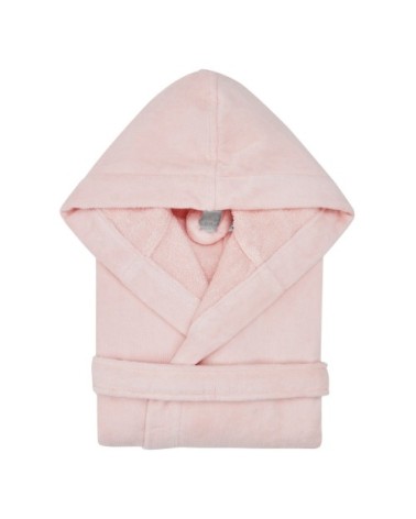 Peignoir enfant velours à capuche  poudre 06 ans