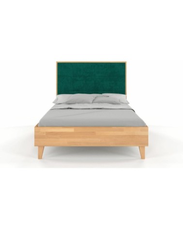 Lit avec tête de lit sommier hêtre massif vert 200x200cm