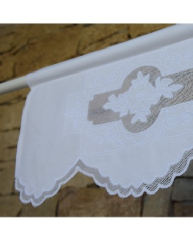 Cantonnière avec broderie sur filet 60X27 CM