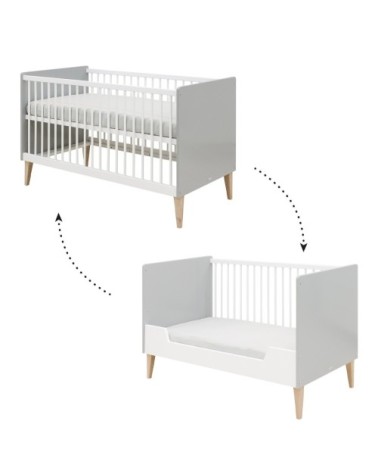 Lit évolutif 70x140 blanc gris