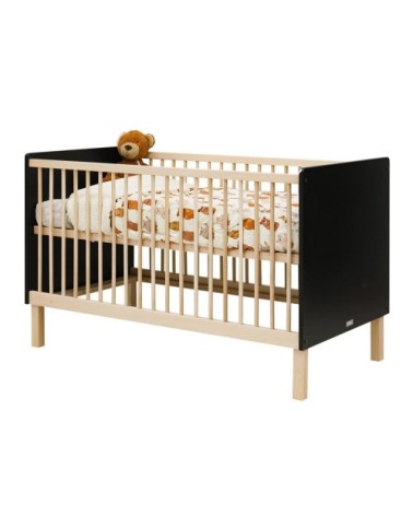 Lit évolutif 70x140 noir mat naturel