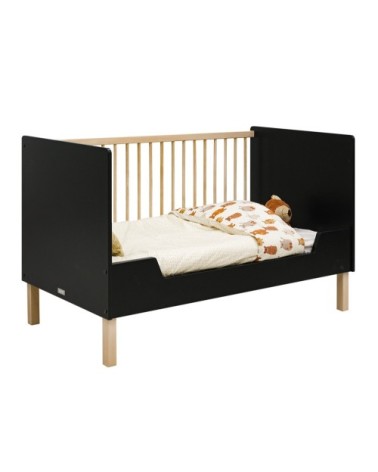 Lit évolutif 70x140 noir mat naturel
