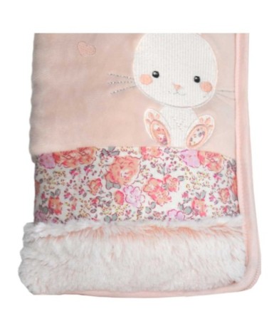 Protège carnet de santé enfant Lapinou Rose 15x26