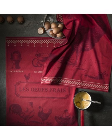 Torchon en coton rouge 50x75