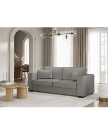 Canapé droit fixe 3 places en tissu - gris