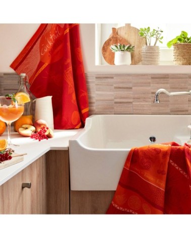 Torchon en coton rose 50x75