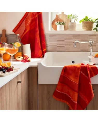 Torchon en coton rose 50x75