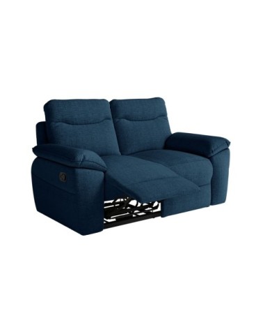 Canapé de relaxation manuel 2 places en tissu texturé 3d - bleu foncé