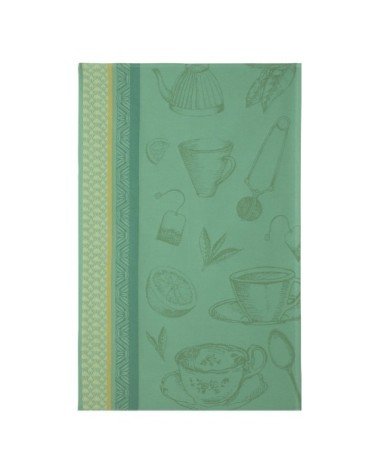 Torchon en jacquard de coton vert 50x75