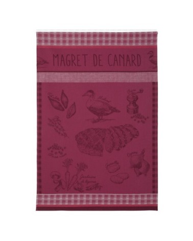Torchon en jacquard de coton prune 50x75