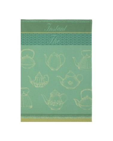 Torchon en jacquard de coton vert 50x75