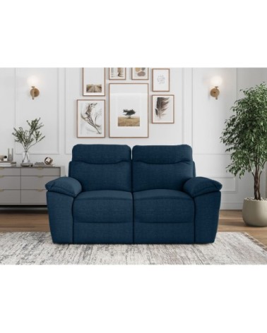 Canapé de relaxation manuel 2 places en tissu texturé 3d - bleu foncé