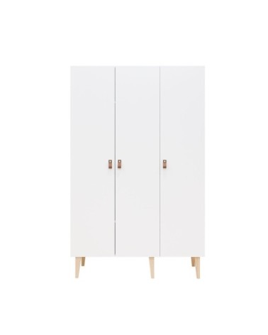 Armoire 3 portes blanc naturel naturel