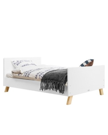 Lit 120x200 sommier inclus blanc naturel