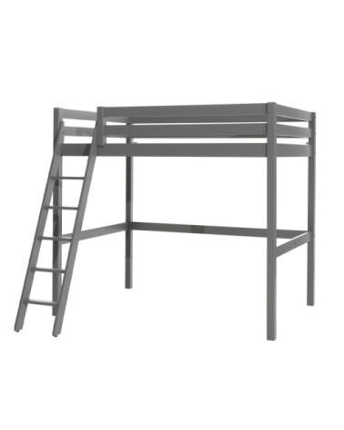 Lit mezzanine 140x200 sommier inclus gris