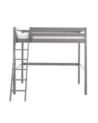 Lit mezzanine 140x200 sommier inclus gris