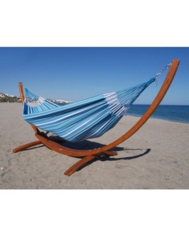Hamac l en coton multicolore et support en bois de mélèze
