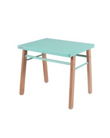 Bureau enfant en bois coloris naturel et vert menthe 50x43x40cm