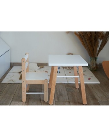 Bureau enfant en bois bicolore blanc 50x43x40cm