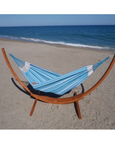 Hamac l en coton multicolore et support en bois de mélèze