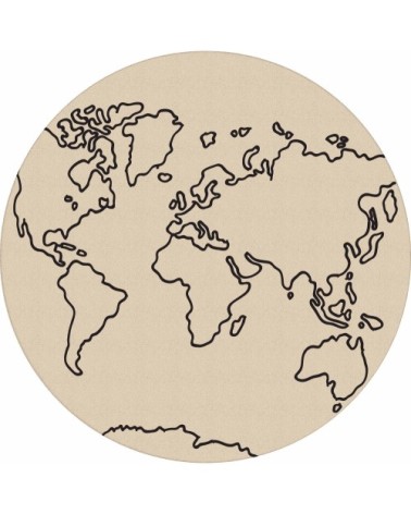 Tapis lavable carte du monde beige 80x80